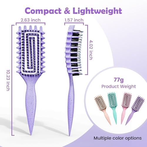 Curl Defining Brush with Side Gear for Curly Hair (Purple)