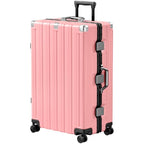 Zipperless Luggage 28inch Checked Hard Shell Suitcases with Wheels (Pink / Large (28 Inch))