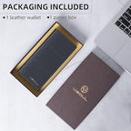 Leather Checkbook Cover Wallet for Men with RFID Blocking (Black+Blue)
