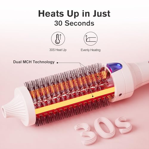 1.25 Inch Tourmaline Ionic Hot Brush Hair Curler for Loose & Volume Curls (White)