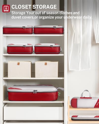 Compression Packing Cubes for Travel (Set of 6 / 6-Red)