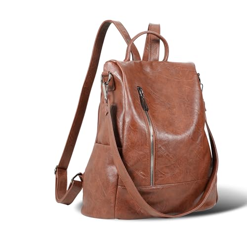 Women Backpack Purse PU Leather Anti (Tortoiseshell Brown / Medium)
