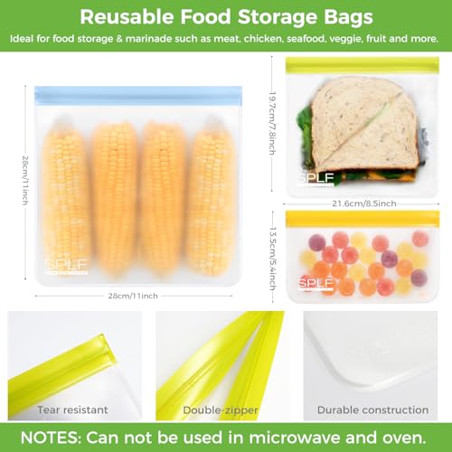 9 Pack Reusable Gallon Freezer Bags Dishwasher Safe (9 Pack-9 Gallon / Colorful)