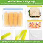 12 Pack Dishwasher Safe Reusable Freezer Bags (12 Pack-2 Gallon 5 Sandwich 5 Snack / Colorful)