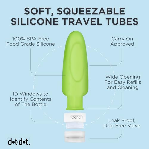 Leak Proof Travel Bottles (3oz 4pc - White/Blue/Green/Orange)