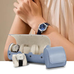 2 Slot Leather Watch Organizer Case Light Blue (Sky Blue / 2-Slot)