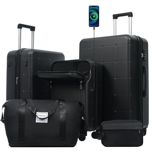 Luggage Sets 5 Piece (3-piece Set(20/24/28) / Black(20 top-open))