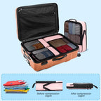 4 PCS Set Compression Packing Cubes for Travel (4 Set / Pink)