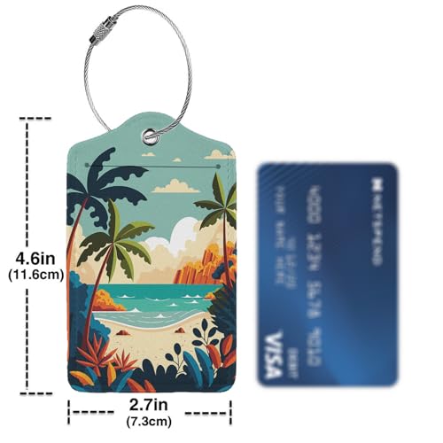 Cartoon Summer Beach 2 Pcs Luggage Tags (Cartoon Summer Beach)