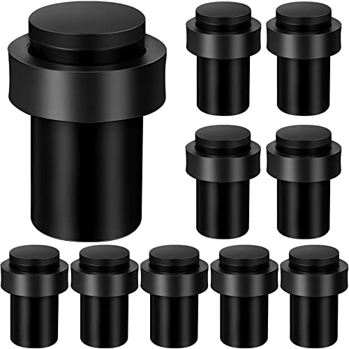 10 Pcs Floor Mounted Door Stopper Stainless Steel (Black)