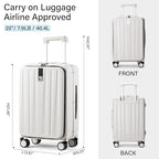 20 Inch Carry On Luggage Hard Shell Suitcases with Wheels Luggage Suitcase Travel Luggage for Women Men Rolling Luggage Bags for Business Trip Weekender (20 Inch / Ivory White Upgrade)