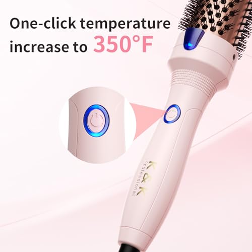 1.5 Inch Ceramic Tourmaline Ionic Curling Brush Volumizer (1.5 Inch / Pink)
