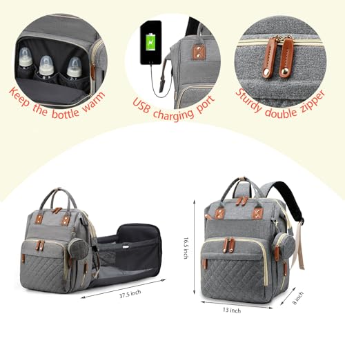 Diaper Bag with Changing Station (Grey)