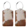 2 Pcs Funny Brown Cowhide Pattern Luggage Tag for Suitcase (Brown Cowhide)