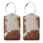 2 Pcs Funny Brown Cowhide Pattern Luggage Tag for Suitcase (Brown Cowhide)