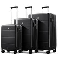 3 Piece Luggage Set Expandable Hardside Suitcases with Spinner Wheels (Jet Black / 20/24/28 Inch EXT)