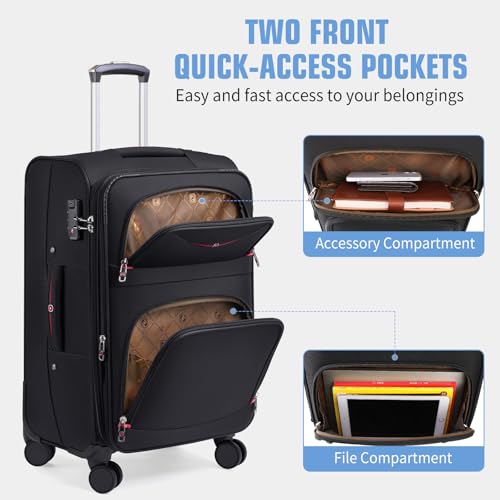 Softside Expandable Luggage with 4 Spinner Wheels (Black / 25-Inch)