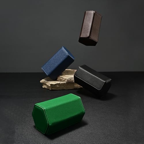 2 Slot Watch Box Black Hexagonal (Black / 2-Slot)