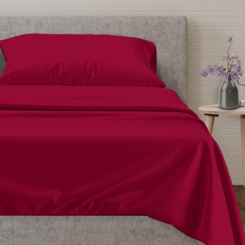 100% Egyptian Cotton Twin Size Sheet Set (Twin / 14 - Red)