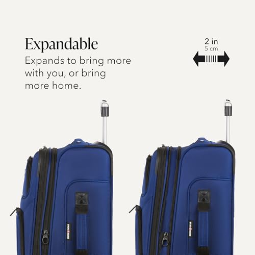 Sion Softside Expandable Spinner Luggage Durable Lightweight Travel Suitcase (2-Piece Set (Carry-On/Large) / Blue)