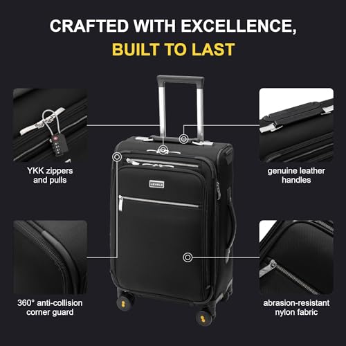 Carry On Luggage with Laptop Compartment 20" Softside Suitcase