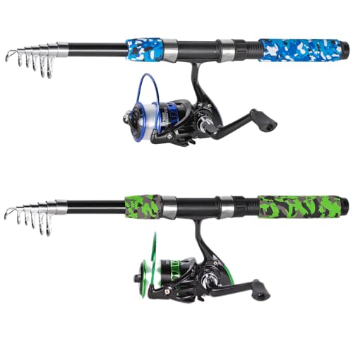 Telescopic Fishing Rods Set (6.9ft Blue & Green Combos(Pre-loaded Spool))