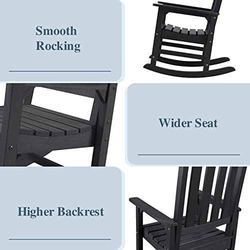 Outdoor Rocking Chairs Set of 2 (Black / 2 pack)