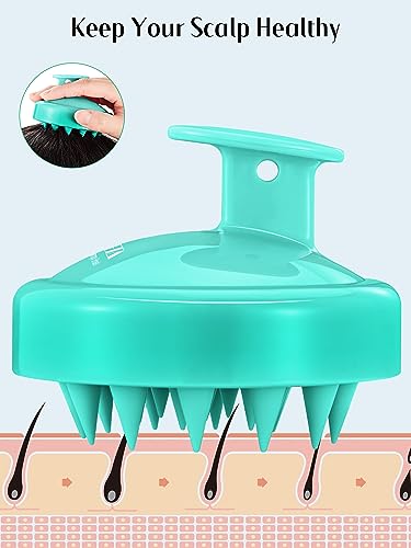 2 Pack Scalp Massager Hair Growth Scrubber for Dandruff Removal (01- Black & Green)