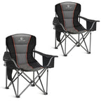 Oversized Fully Padded Camping Chairs with Lumbar Support (Black-2pc / 2PC)