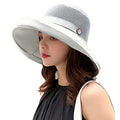 Women Summer Wide Brim Sun Hat Bucket Fishing Hats UV Protection (One Size / B4-fyu001-lightgray)