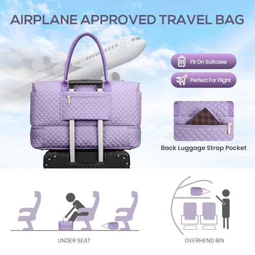 Travel Bag Weekender Bags for Women (8-Light Purple / 40L-Large)