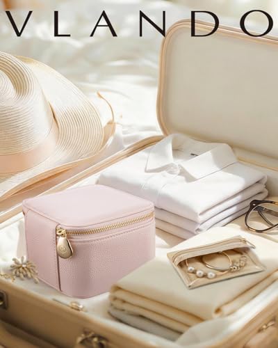 Jewelry Organizer with Clear 6 Velvet Bags (6PCS-Pink)
