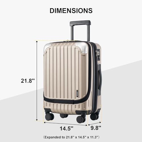 Carry on Luggage Airline Approved (Champagne / 20 Inch - Expandable)