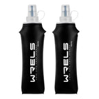 Folding Soft Flask Portable Collapsible Running Lightweight Water Bottle for Outdoor Sports (500ml/16.9oz-2 Pack-Black)