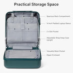 Underseat Carry On Luggage with Wheels (Blackish Green / 16 Inch)