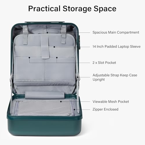 Underseat Carry On Luggage with Wheels (Blackish Green / 16 Inch)