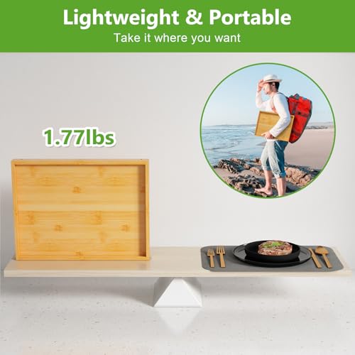 Bamboo Bed Tray Tables with Folding Legs (Bamboo-2 Pack / Medium)