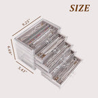 5 Drawerss Necklace Organizer Box (Grey-5 layer necklace)