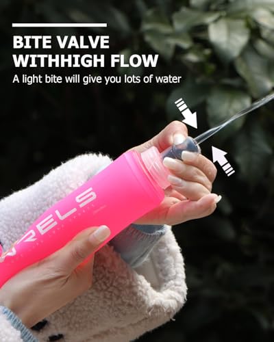 TPU Soft Flask Lightweight Portable Reusable Water Bottle (150ml/5.07oz-2 Pack-Pink)