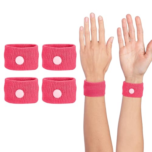 Motion Sickness Wristband (Large, 2 Pairs / Rose Red)