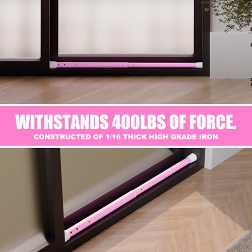 3-in-1 Door Security Bar, Security Door Stoppers & Door Barricade – Heavy Duty Adjustable Iron Security Lock Bar for Home Defense, Apartment & Travel Safety (1 Pack - Pink) (1 Pack / Pink)
