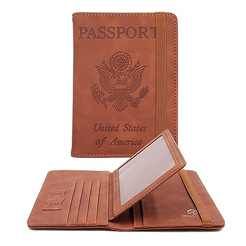 Rfid Passport Holder for Travel women (Brown1)