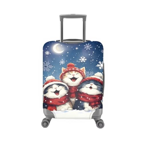 Christmas Checked Luggage Cover for Holiday Travel (XL(for 30-32 inch luggage) / Christmas Cat)