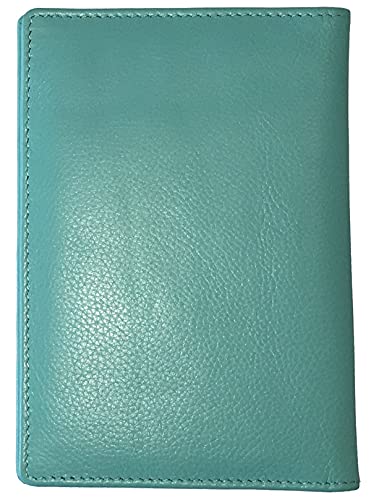 Personalized Monogrammed Turquoise Leather RFID Passport Wallet (Turquoise / Minimalist)