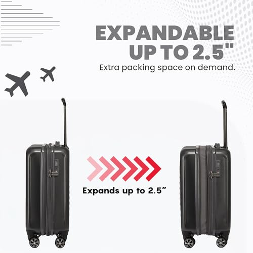 Rails Expandable Hardside Upright Suitcase with 360° Spinner Wheels (Stone Gray / Large Checked)