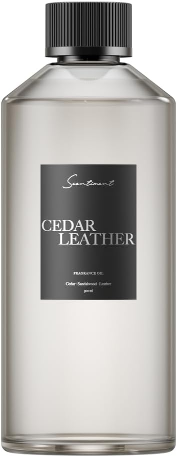 Scentiment Diffuser Oil - Cedar Leather Fall Collection | Aromatherapy Home Fragrance | Luxurious Scent with Lemon, Jasmine Sandalwood, Amber, Lavender, Vanilla, & Musk (500ml)