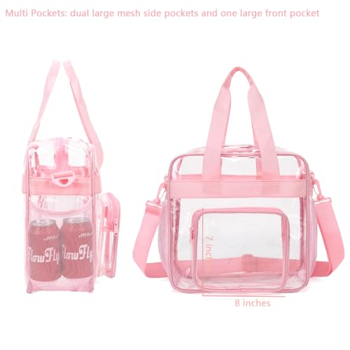 Clear Bag for Stadium Events With Shoulder Strap for Women (Clear#Pink)