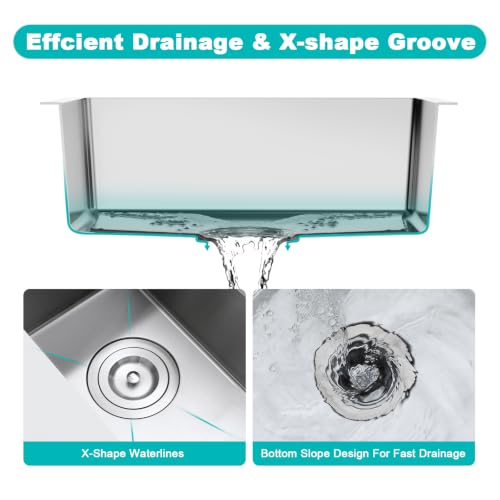 12 Inch Undermount Bar Sink 18 Gauge 304 Stainless Steel Brushed (Brushed / D12"xW18"xH8")