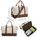 Leather Travel Bag with Shoe Pouch (Color / White)