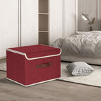 Foldable Storage Boxes with Lids 5 Pack Fabric Storage Bins with Lids (5 pack / Red Wine)